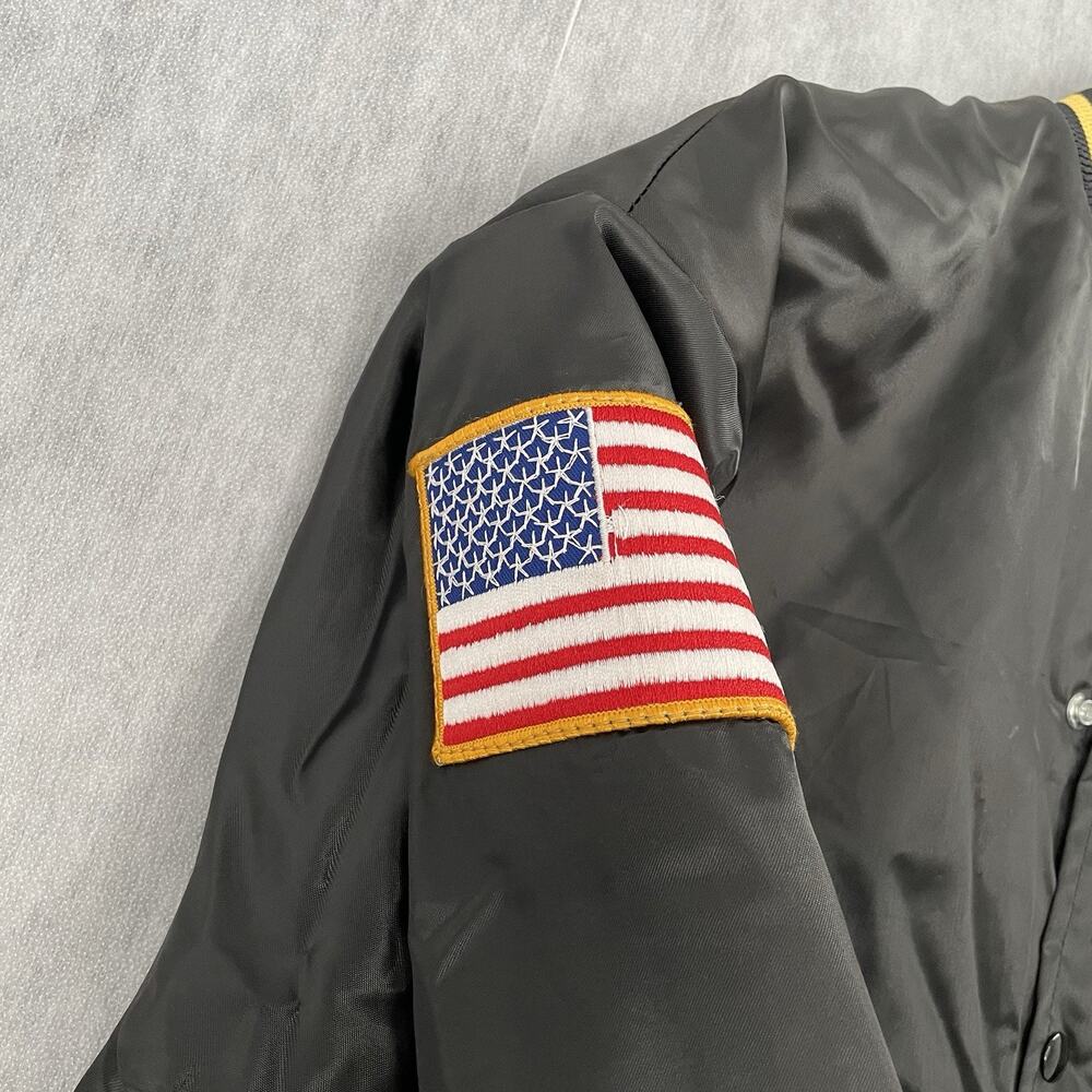 VINTAGE US Army Jacket Adult Medium Black Satin Bomber Quilted POW MIA Men M 80s - Picture 5 of 14